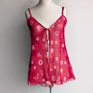 Vintage Lasenza Red Heart Print Babydoll Camisole Slip